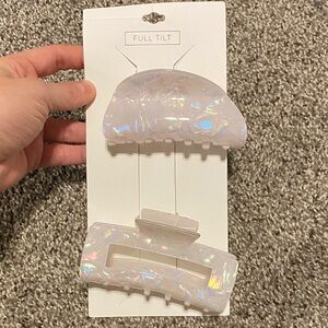 Full Tilt Two Shimmering White Hair Clips